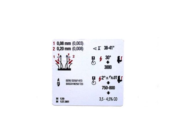 Engine data sticker setting values Mercedes classic car