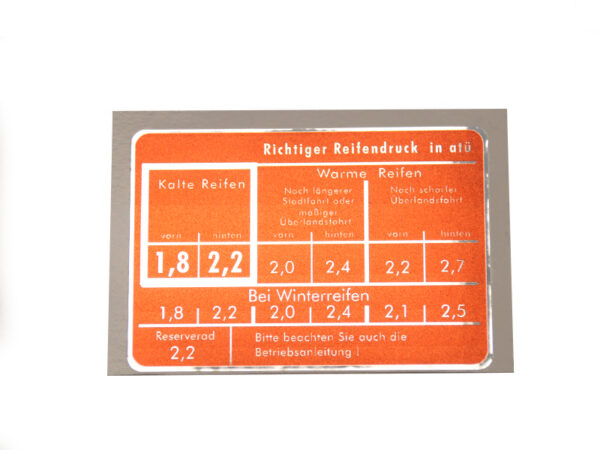 Red chrome foil tire pressure sticker for Mercedes classic cars - Image 2