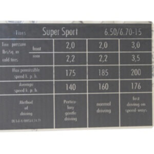 Black chrome foil US tire pressure sticker for Mercedes classic cars