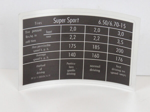 Black chrome foil US tire pressure sticker for Mercedes classic cars - Image 2