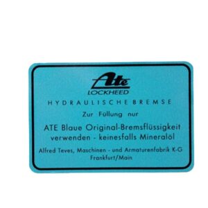 Sticker for ATE brake fluid container Mercedes classic cars