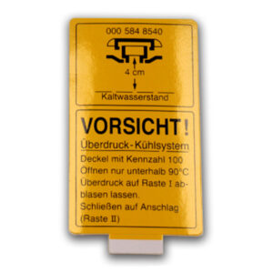 Sticker overpressure cooling system for Mercedes W113 expansion tank