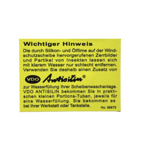 Sticker ANTISILIN for windshield washer container in Mercedes classic cars