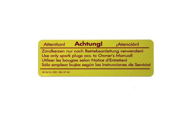 Aufkleber  Zuendkerzen nur nach Betriebsanleitung verwenden