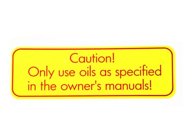 Engine oil warning sticker for Mercedes classic cars US version