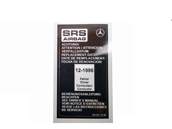 Sticker airbag expiry palomino for Mercedes W126 / W124