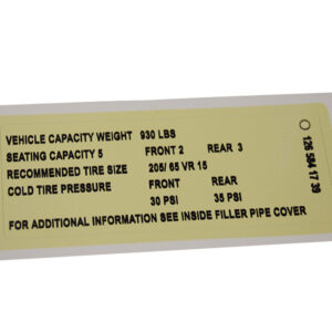 Sticker / information sign for Mercedes W126
