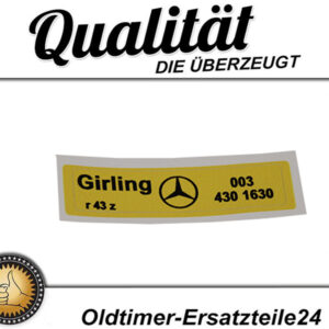 Sticker Girling r 43 z for Mercedes W124 / W126 brake booster