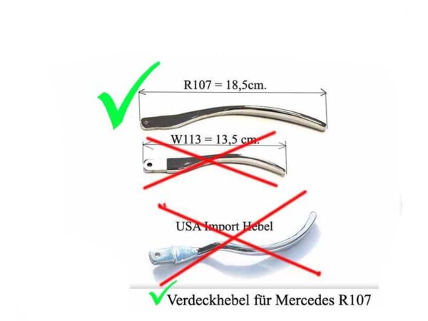 2x convertible top lever convertible top handles for Mercedes R107 - Image 3
