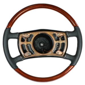 Leather / Zebrano wood steering wheel with 15mm gear rim for Mercedes R107 W109 W115 W116 W123