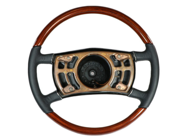 Leather / Zebrano wood steering wheel with 15mm gear rim for Mercedes R107 W109 W115 W116 W123