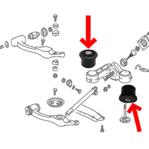 Support joint bearing set for Mercedes W126 front axle compression strut