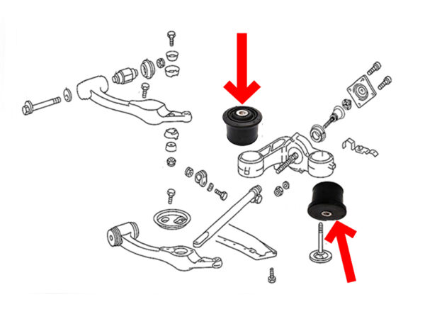 Support joint bearing set for Mercedes W126 front axle compression strut