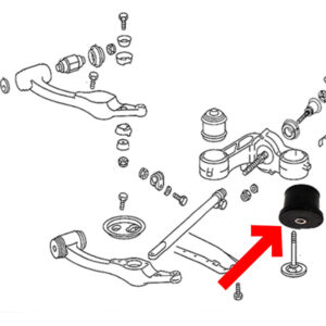 Support joint bearing for front axle rear pressure strut for Mercedes W126