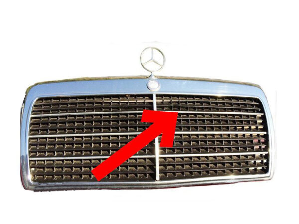 Radiator grille trim strip horizontally at the top for Mercedes Benz W124 in 320 mm