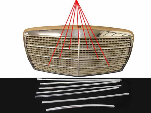 Decorative strip set for Mercedes W124 radiator grille