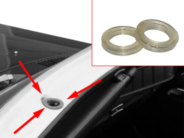 2x rubber ring / pad at the top of the window frame top pin for Mercedes R107