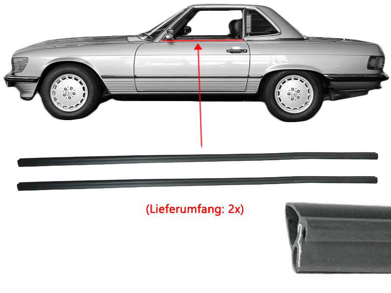 2x wiper profile door window outside for Mercedes R107