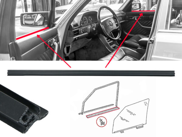 Sealing rail inside front door window Mercedes W126