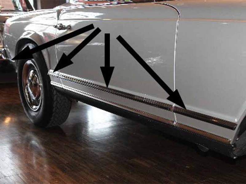 Chrome trim set with bumper rubber for Mercedes W113 Pagoda