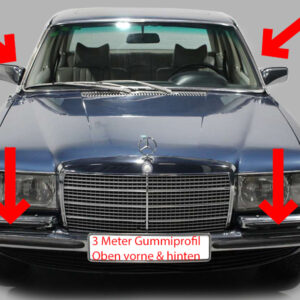 Protective strips / bumper rubber set at the top for Mercedes W116 bumper