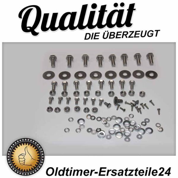 Stainless steel screw set for front Mercedes R107 bumper